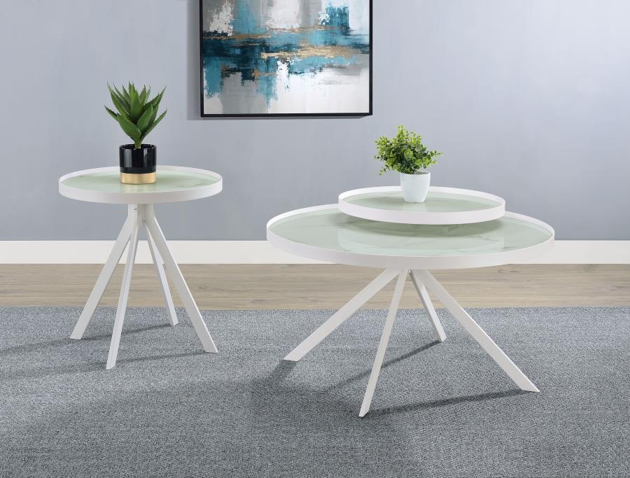 Briggs 2-piece Round Coffee and End Table Set White | White | 706258-S2