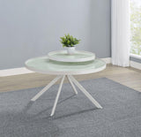 Briggs Round Marble Printed Glass Top Coffee Table White | White | 706258