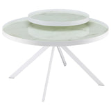 Briggs Round Marble Printed Glass Top Coffee Table White | White | 706258