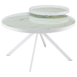 Briggs Round Marble Printed Glass Top Coffee Table White | White | 706258