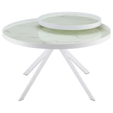 Briggs Round Marble Printed Glass Top Coffee Table White | White | 706258