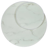 Briggs Round Marble Printed Glass Top Coffee Table White | White | 706258