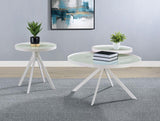 Briggs Round Marble Printed Glass Top Coffee Table White | White | 706258