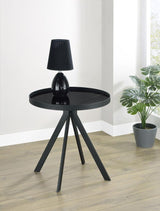 Briggs Round Marble Printed Glass Top End Table Black | Black | 706267