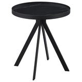 Briggs Round Marble Printed Glass Top End Table Black | Black | 706267