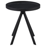 Briggs Round Marble Printed Glass Top End Table Black | Black | 706267