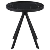 Briggs Round Marble Printed Glass Top End Table Black | Black | 706267