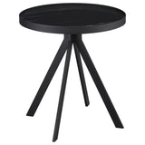 Briggs Round Marble Printed Glass Top End Table Black | Black | 706267