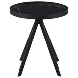 Briggs Round Marble Printed Glass Top End Table Black | Black | 706267