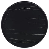 Briggs Round Marble Printed Glass Top End Table Black | Black | 706267
