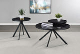 Briggs Round Marble Printed Glass Top End Table Black | Black | 706267