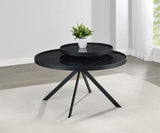 Briggs Round Marble Printed Glass Top Coffee Table Black | Black | 706268