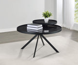 Briggs Round Marble Printed Glass Top Coffee Table Black | Black | 706268