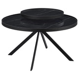 Briggs Round Marble Printed Glass Top Coffee Table Black | Black | 706268
