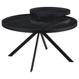 Briggs Round Marble Printed Glass Top Coffee Table Black | Black | 706268