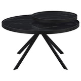 Briggs Round Marble Printed Glass Top Coffee Table Black | Black | 706268