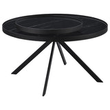 Briggs Round Marble Printed Glass Top Coffee Table Black | Black | 706268