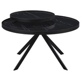 Briggs Round Marble Printed Glass Top Coffee Table Black | Black | 706268