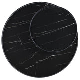 Briggs Round Marble Printed Glass Top Coffee Table Black | Black | 706268