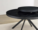 Briggs Round Marble Printed Glass Top Coffee Table Black | Black | 706268