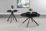 Briggs Round Marble Printed Glass Top Coffee Table Black | Black | 706268