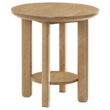 Ottowa Round Wood Side End Table with Shelf Light Oak | Full | Beige | Light Oak | 706297