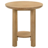 Ottowa Round Wood Side End Table with Shelf Light Oak | Full | Beige | Light Oak | 706297