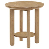 Ottowa Round Wood Side End Table with Shelf Light Oak | Full | Beige | Light Oak | 706297