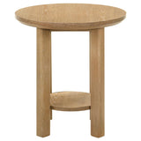 Ottowa Round Wood Side End Table with Shelf Light Oak | Full | Beige | Light Oak | 706297