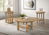 Ottowa 3-piece Round Wood Coffee Table Set Light Oak | Brown | Light Oak | 706298-S3
