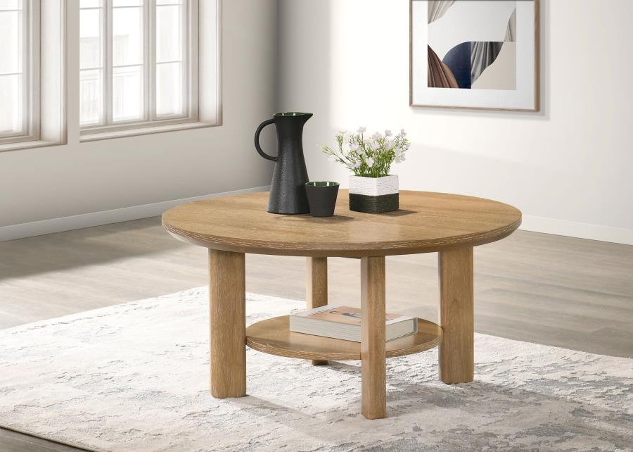 Ottowa 36-inch Round Wood Cocktail Coffee Table Light Oak | Beige | Light Oak | 706298