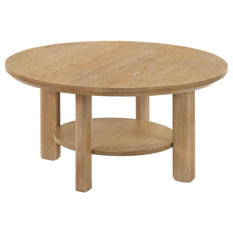 Ottowa 36-inch Round Wood Cocktail Coffee Table Light Oak