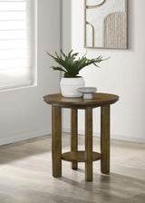 Ottowa 22-Inch Round Wood Side End Table with Shelf Brown | Full | Brown | 706307