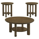 Ottowa 3-piece Round Wood Coffee Table Set Brown | Brown | 706308-S3
