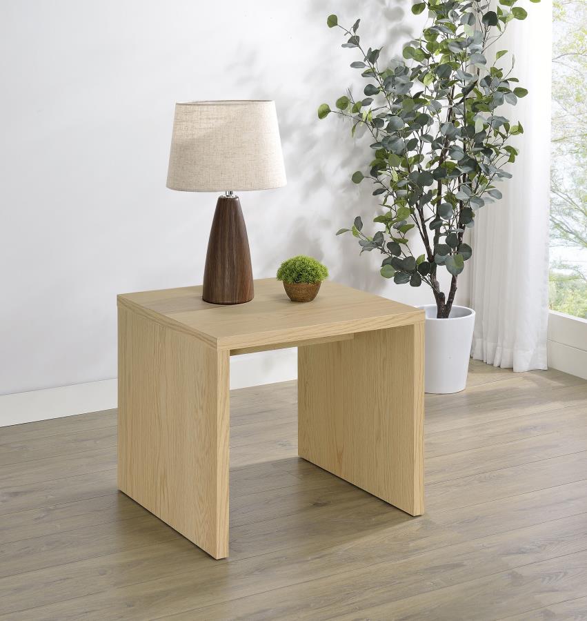 Canoga Engineered Wood Accent Side End Table Light Oak | Beige | Light Oak | 706347