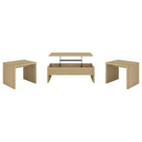 Canoga 3-piece Lift Top Cocktail Coffee Table Set Light Oak | Beige | Light Oak | 706348-S3