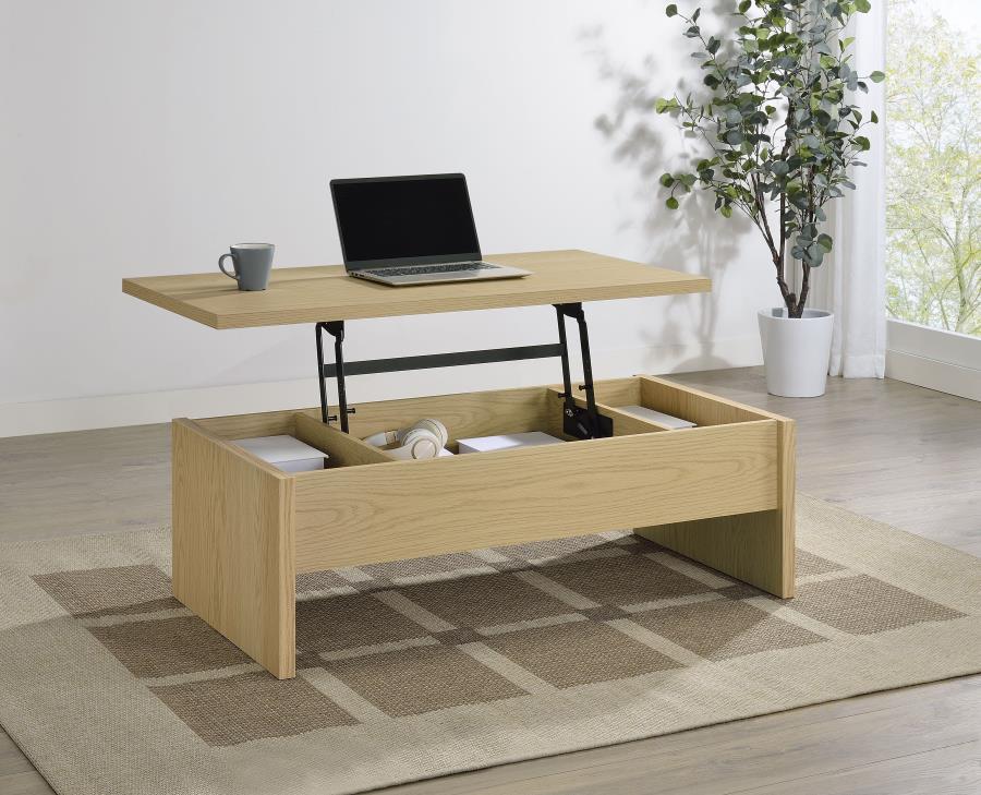 Canoga Engineered Wood Lift Top Coffee Table Light Oak | Beige | Light Oak | 706348