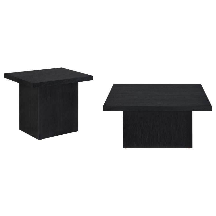 Devar 2-piece Square Cocktail Coffee End Table Set Black | Black | 706408-S2