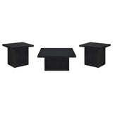 Devar 3-piece Square Cocktail Coffee End Table Set Black | Black | 706408-S3