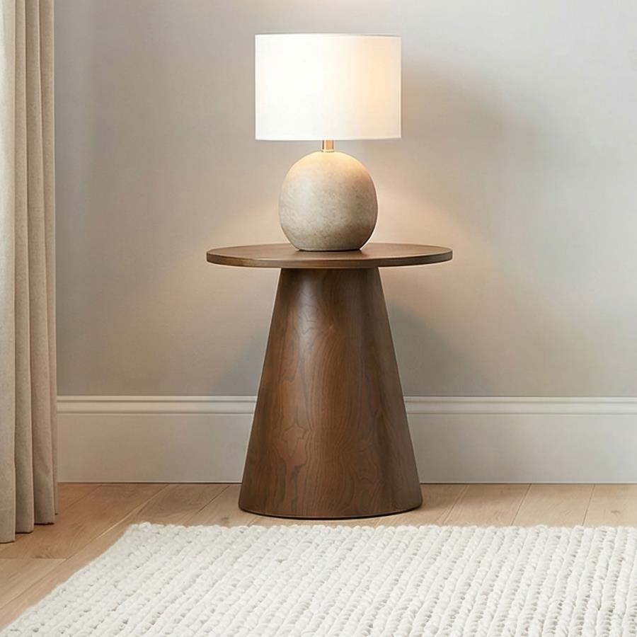 Franklin Round Wood Pedestal Side End Table Dark Brown | Brown | Dark Brown | 706437