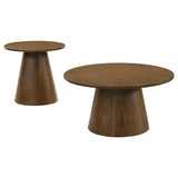 Franklin 2-piece Round Pedestal Coffee Table Set Dark Brown | Brown | Dark Brown | 706438-S2