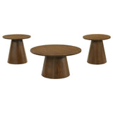 Franklin 3-piece Round Pedestal Coffee Table Set Dark Brown | Brown | Dark Brown | 706438-S3