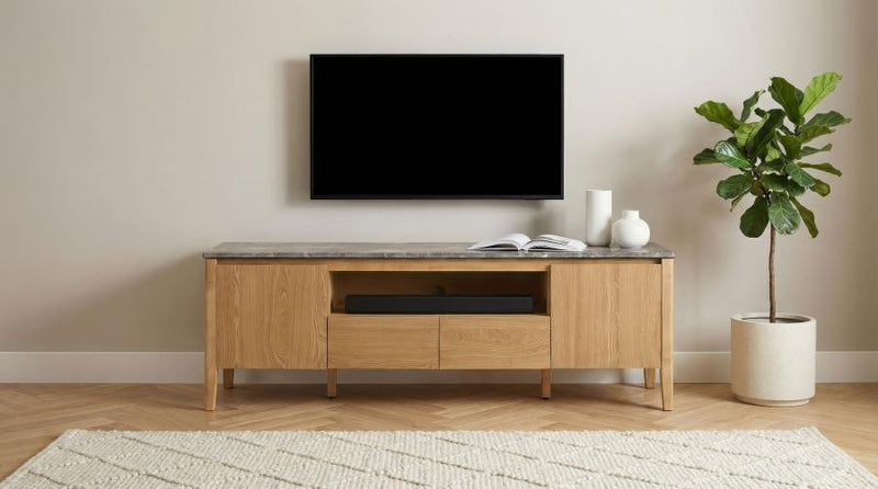 Bradley 63-inch 2-Door SmartTop TV Stand Grey and Natural