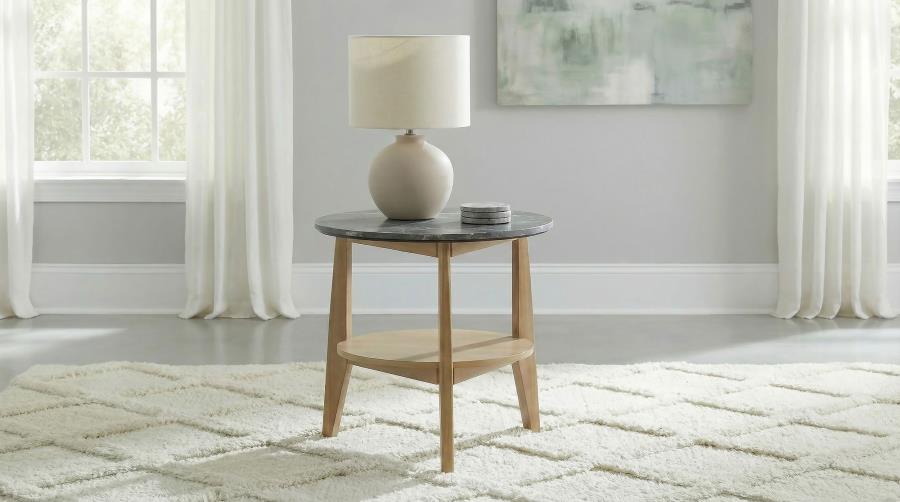 Bradley Round SmartTop End Side Table Grey and Natural | Grey | Grey / Natural | 706447