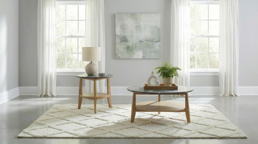 Bradley 2-Piece Round SmartTop Coffee Table Set Grey and Natural | Grey | Grey / Natural | 706448-S2