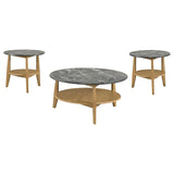 Bradley 3-Piece Round SmartTop Coffee Table Set Grey and Natural | Grey | Grey / Natural | 706448-S3