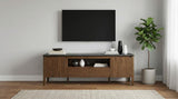 Bradley 63-inch 2-Door SmartTop TV Stand Smokey Grey and Brown | Grey | Smokey Grey / Dark Brown | 706452