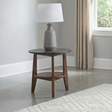 Bradley Round SmartTop End Side Table Smokey Grey and Dark Brown | Grey | Smokey Grey / Dark Brown | 706457