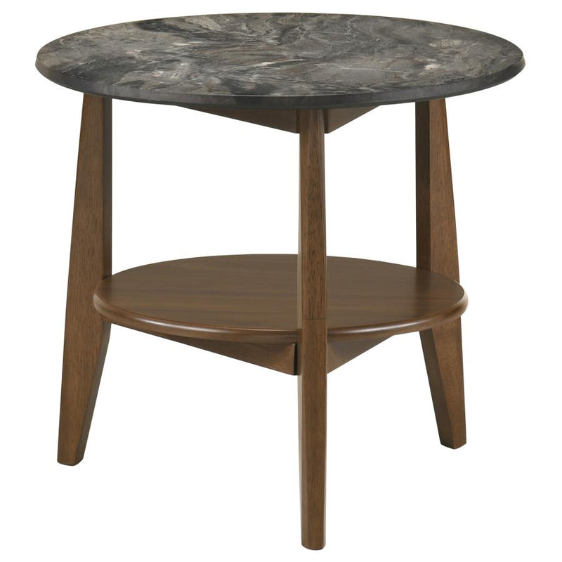 Bradley Round SmartTop End Side Table Smokey Grey and Dark Brown