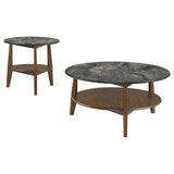 Bradley 2-Piece Round SmartTop Coffee Table Set Smokey Grey and Brown | Grey | Smokey Grey / Dark Brown | 706458-S2